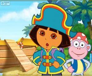 Puzzle Dora l'exploratrice, le capitaine pirate