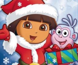 Puzzle Dora l'exploratrice vous souhaitant un Joyeux Noël