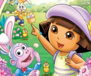 Puzzle Dora l'exploratrice à Pâques