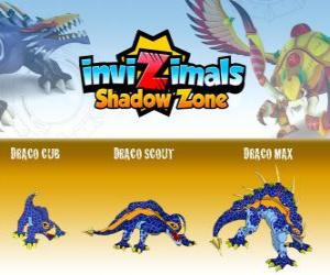 Puzzle Draco Cub, Draco Scout, Draco Max. Invizimals Shadow Zone. Un ancien dragon sculpté dans la pierre avec une grande force