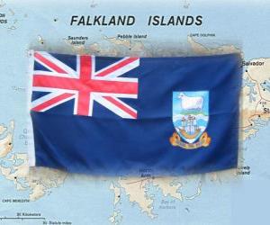 Puzzle Drapeau de les îles Malouines, territoire britannique d'outre-mer de l'Atlantique Sud