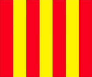Puzzle Drapeau jaune à bandes rouges pour avertir les conducteurs que la piste est glissante