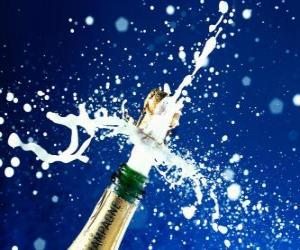 Puzzle Débouche une bouteille de champagne pour célébrer la nouvelle année