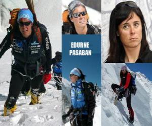 Puzzle Edurne Pasaban est un alpiniste espagnol et la première femme de l'histoire à monter sur les 14 huit mille (montagnes de plus de 8000 mètres) de la planète.