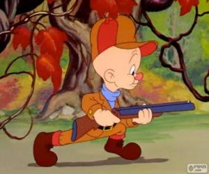 Puzzle Elmer Fudd, le chasseur qui tente de traquer Bugs Bunny