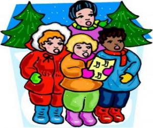 Puzzle Enfants en chantant des chants de Noël dans la rue