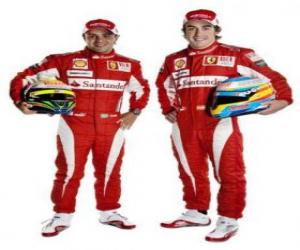 Puzzle Felipe Massa et Fernando Alonso pilotes Ferrari