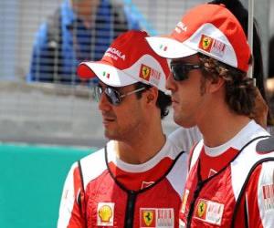 Puzzle Felipe Massa, Fernando Alonso - Ferrari - Sepang 2010