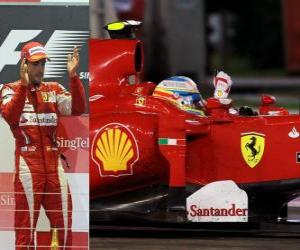 Puzzle Fernando Alonso célèbre sa victoire dans le Grand Prix de Singapour (2010)