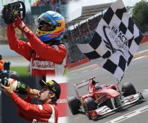 Puzzle Fernando Alonso célèbre sa victoire dans le Grand Prix de Grande-Bretagne (2011)