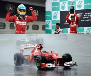 Puzzle Fernando Alonso célèbre sa victoire dans le Grand Prix de Malaisie (2012)