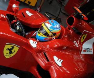 Puzzle Fernando Alonso, la préparation pour la course à la Ferrari