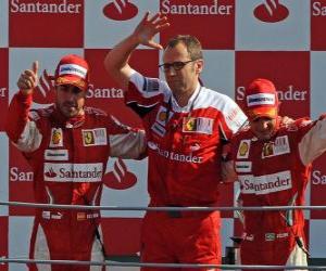 Puzzle Fernando Alonso, Stefano Domenicali et Felipe Massa - Monza 2010