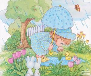 Puzzle Fille un jour de pluie