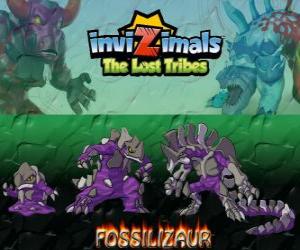 Puzzle Fossilizaur, dernière évolution. Invizimals The Lost Tribes. Invizimal qui vit dans des grottes et à survivre peut changer la couleur de la peau à volonté