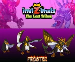 Puzzle Frostee, dernière évolution. Invizimals The Lost Tribes. Pingouin joviale et optimiste, qui veut viure de nouvelles aventures
