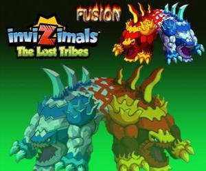 Puzzle Fusion. Invizimals The Lost Tribes. Créature très rare née de l'union de deux opposé, de chaleur et de froid