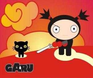 Puzzle Garu avec son animal de compagnie aimé, le chat Mio