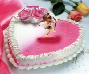 Puzzle Gâteau en forme de coeur et de Cupidon