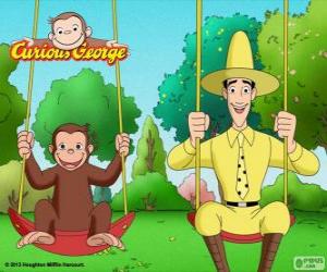 Puzzle George le singe avec son ami Ted, l'homme au chapeau jaune