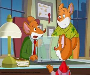 Puzzle Geronimo Stilton, avec se cousin Traquenard et se neveu Benjamin