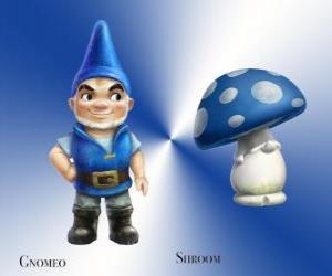 Puzzle Gnomeo est un beau et fier Blue Garden Gnome, avec son loyal et fidèle compagnon de plâtre champignons Shroom