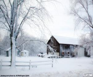 Puzzle Grange en hiver