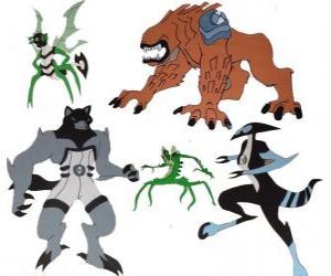 Puzzle Groupe de cinq des aliens des Omnitrix de Ben 10 
