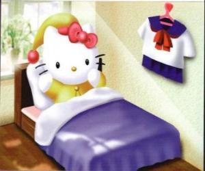 Puzzle Hello Kitty au lit