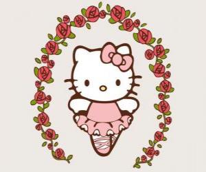 Puzzle Hello Kitty avec des fleurs