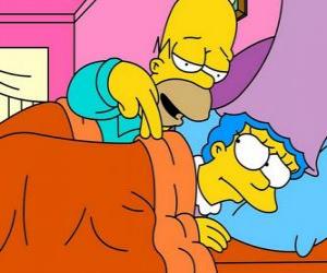 Puzzle Homer et Marge dans le lit
