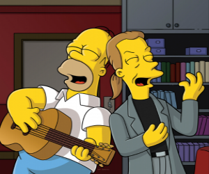Puzzle Homer Simpson chantant avec un ami