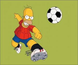 Puzzle Homer Simpson joue au football