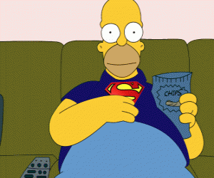 Puzzle Homer Simpson sur le canapé à la maison manger des chips