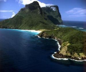 Puzzle Îles Lord Howe, cet archipel est un exemple de générer un ensemble d'îles océaniques isolées par l'activité volcanique sous-marine. Australie.