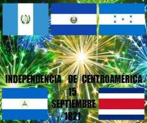 Puzzle Indépendance de l'Amérique centrale, Septembre 15, 1821. Commémoration de l'indépendance de l'Espagne dans les pays modernes du Guatemala, du Honduras, El Salvador, Nicaragua et Costa Rica