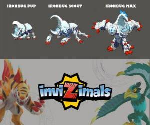 Puzzle Ironbug en trois phases Ironbug Pup, Ironbug Scott et Ironbug Max, Invizimals