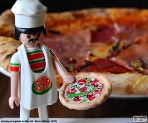 Puzzle Italian chef pizza, Playmobil