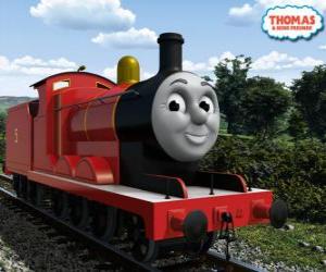 Puzzle James, la locomotive splendide avec nombre 5 en couleur rouge