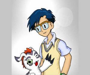 Puzzle Joe Kido avec son digimon Bukamon, Joe est la voix de la raison au sein du groupe