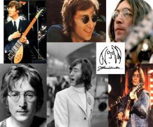 Puzzle John Lennon (1940 - 1980) musicien et compositeur qui est devenu mondialement connu comme l'un des membres fondateurs de The Beatles.