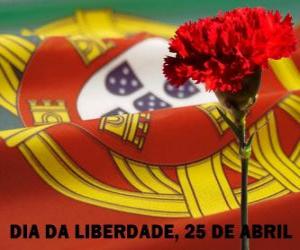 Puzzle Journée de la liberté, le 25 avril, fête nationale du Portugal pour commémorer la Révolution des œillets de 1974