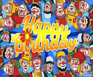 Puzzle Joyeux anniversaire avec clowns