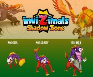 Puzzle Koi Cub, Koi Scout, Koi Max. Invizimals Shadow Zone. La carpe japonaise est devenu un redoutable guerrier