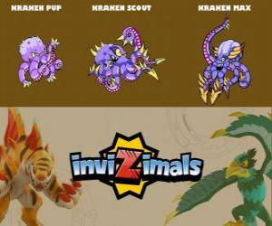 Puzzle Kraken en trois phases Kraken Pup, Kraken Scott et Kraken Max, Invizimals