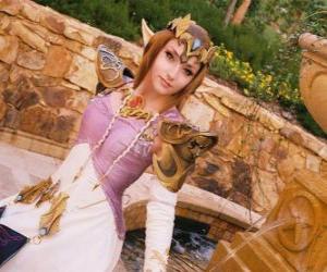 Puzzle La belle princesse Zelda avec une rose à la main