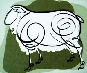Puzzle La chèvre, le signe de la Chèvre, l'année de la Chèvre dans l'astrologie chinoise. Le huitième signe du calendrier chinois