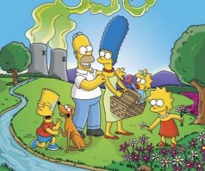 Puzzle La famille Simpson sur une journée de pique-nique