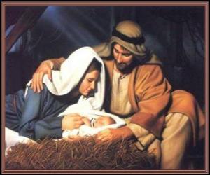 Puzzle La Sainte Famille - Joseph, la Vierge Marie et l'enfant Jésus dans la crèche