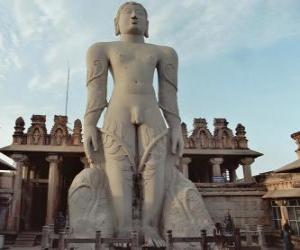 Puzzle La statue de Bahubali, également connu sous le nom Gommateshvara, dans le temple Jain de Shravanabelagola, de l'Inde